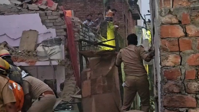 Police teams at the blast site in Varanasi Police teams at the blast site in Varanasi
