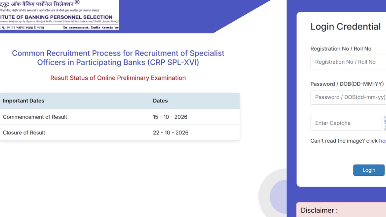 IBPS Specialist Officer Prelims Result 2026 Out: Check Steps To Download Scorecard, Further Process