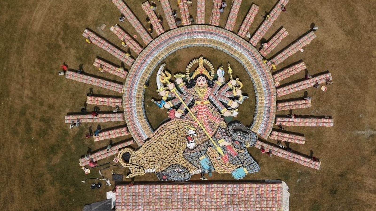 Adani Cement Marks Navratri With A 15,000-Bag Aerial Tribute To Maa Durga