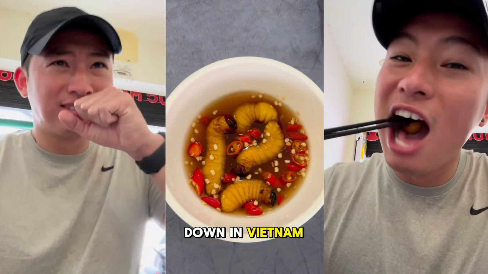 Video: Vlogger Eats Live Coconut Worms Minutes After Landing In Vietnam