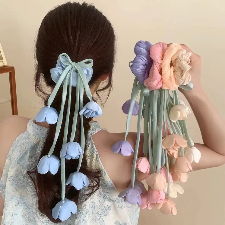 Click here to buy: glamvibe Korean Tulip Flower Bun Scrunchies Click here to buy: glamvibe Korean Tulip Flower Bun Scrunchies