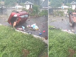 On Camera, Car Rams Kerala Home's Wall, Flips Onto Its Lawn