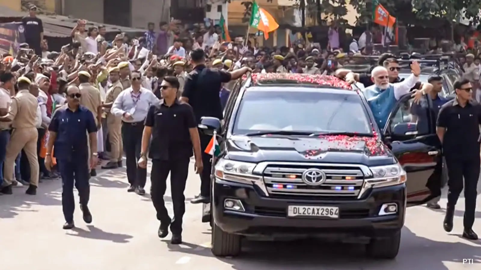 PM Modi Holds Mega Roadshow In Varanasi Ahead Of Air Force's Event