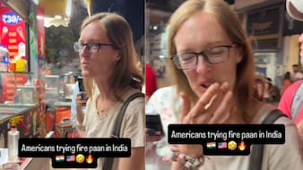US Woman Tries Fire Paan For The First Time In India, Reaction Goes Viral