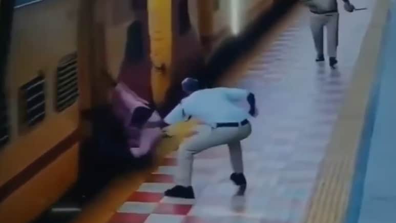 Traffic Constable Saves Man After He Slips While Boarding Moving Train In Andhra Pradesh