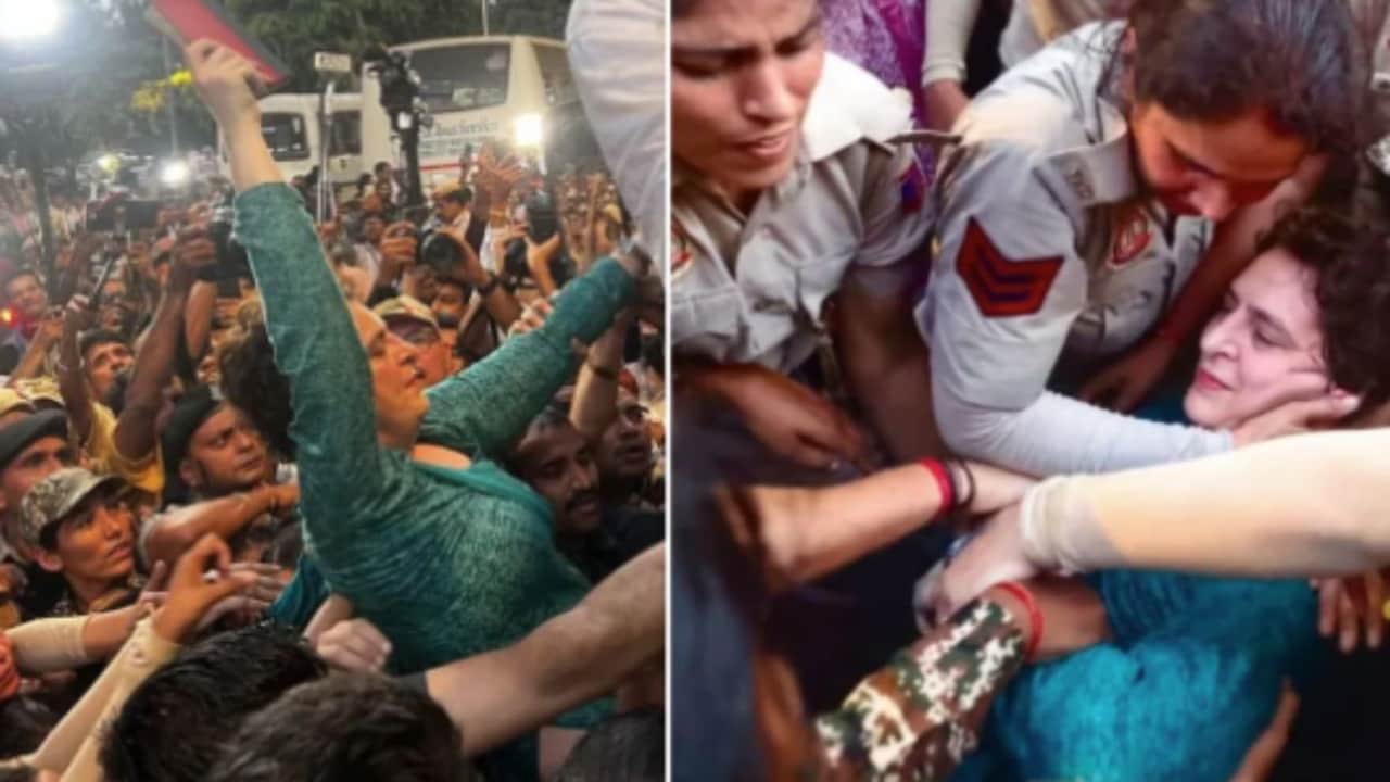 Priyanka Gandhi during the INDIA protest on Wednesday Priyanka Gandhi during the INDIA protest on Wednesday