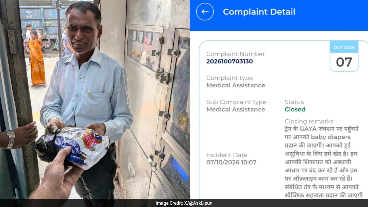 Out Of Diapers For Baby? Indian Railways Responds Quickly To Passenger's Request Via RailMadad