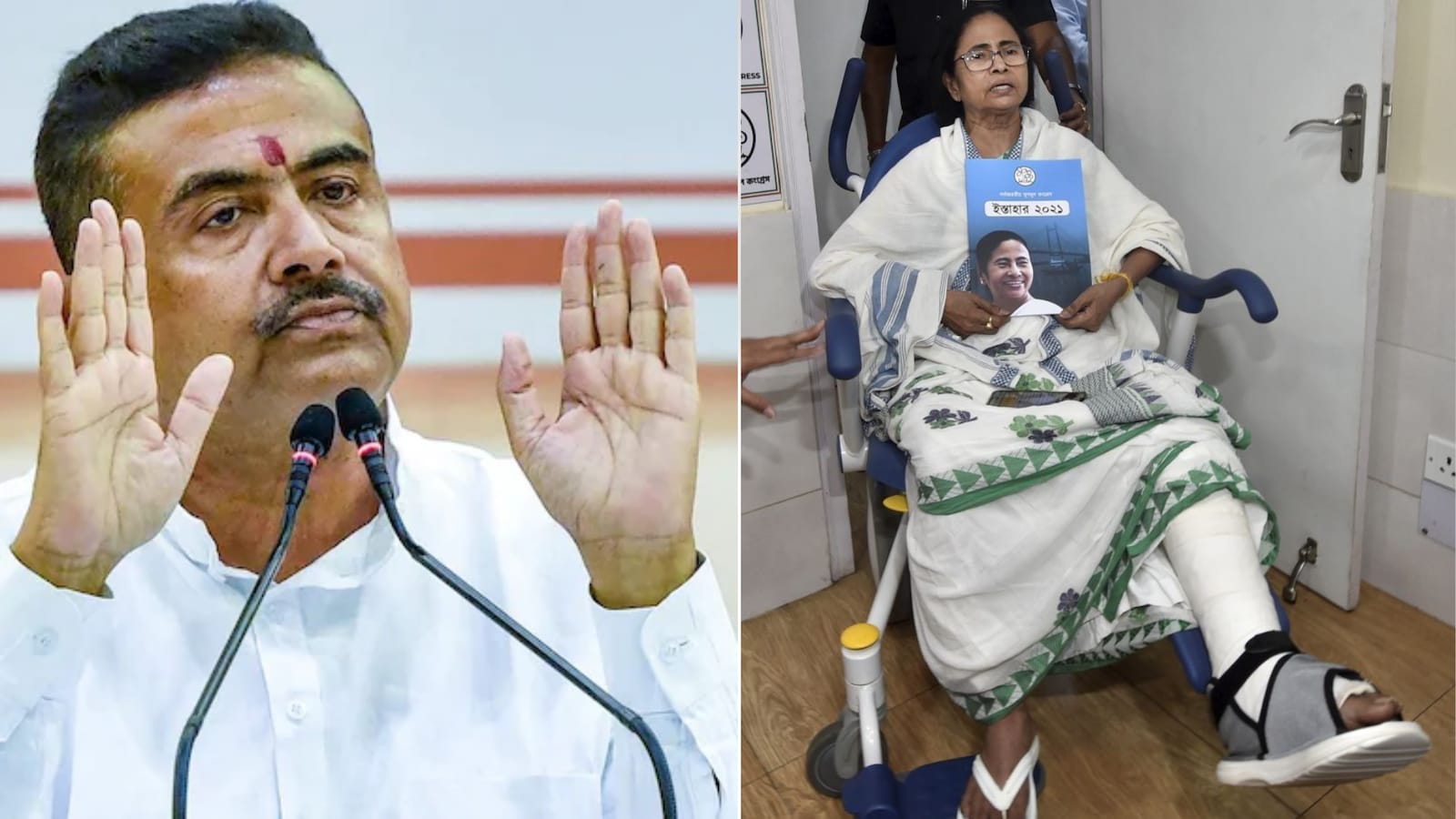 നന്ദിഗ്രാം ഉപതെരഞ്ഞെടുപ്പിന് മുന്നോടിയായി മമത ബാനർജിയുടെ 2021-ലെ പരിക്ക് വീണ്ടും ചർച്ചയാക്കി സുവേന്ദു അധികാരി