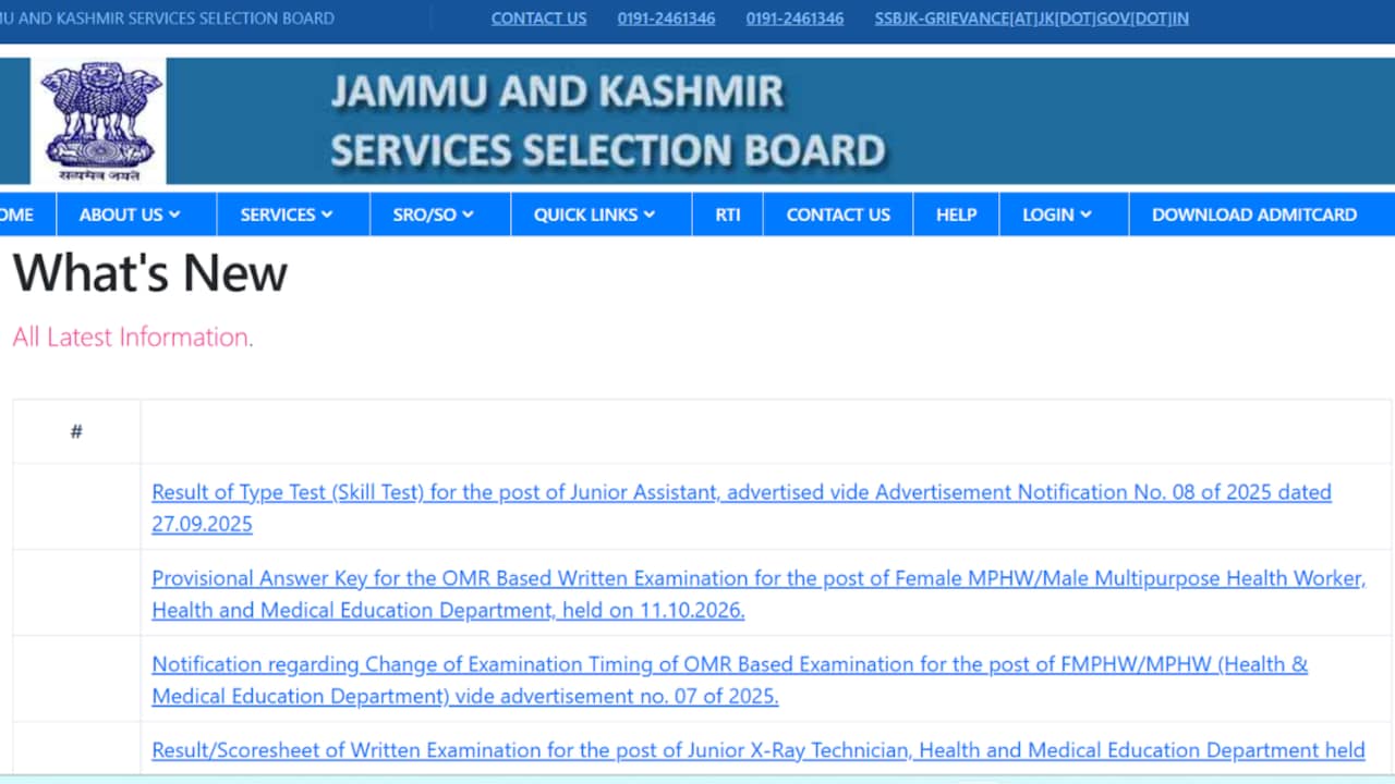 JKSSB Junior Assistant Result 2026 Out: Check Steps To Download, Other Exam Details