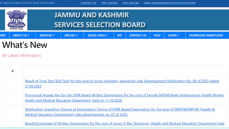 JKSSB Junior Assistant Result 2026 Out: Check Steps To Download, Other Exam Details