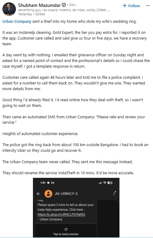 Bengaluru Ring Theft Urban Company Bengaluru Ring Theft Urban Company