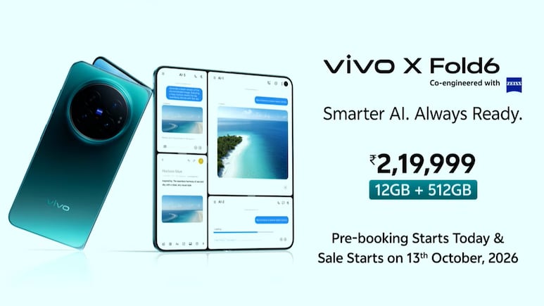 Vivo X Fold 6 Launched At Rs 2,19,999; Booking Starts Today, Sale On October 13