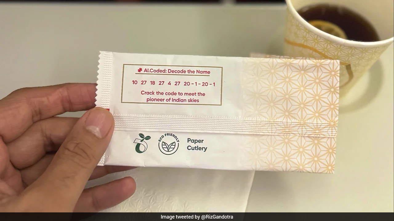 Air India's Cutlery Wrapper Has A Brain Teaser. Can You Crack The Code?