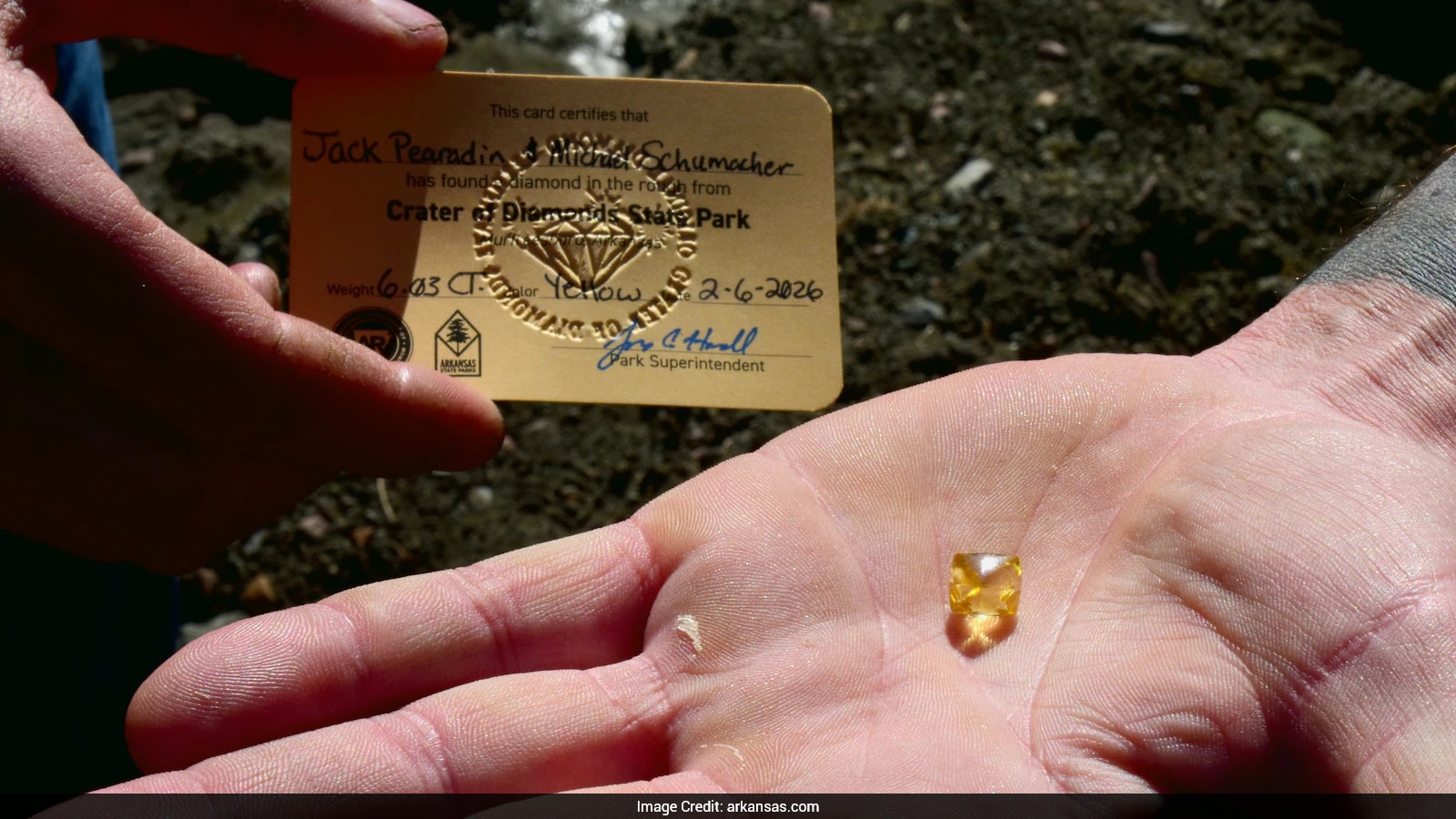 Man Finds Rare 6.03-Carat Yellow Diamond After 13 Years in Arkansas Park