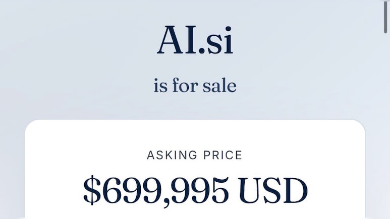 AI.si Is For Sale At Whooping $699,995 As 'SI' Emerges As Silicon Valley&rsquo;s New AI Acronym