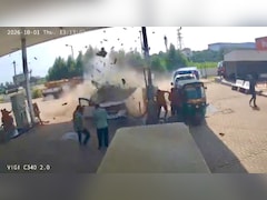 CNG Car Explodes While Refuelling At Gujarat Station on NH-48 In Vadodara