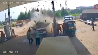 CNG Car Explodes While Refuelling At Gujarat Station on NH-48 In Vadodara