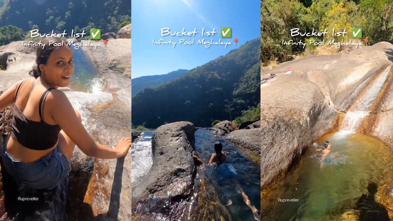 Video: Meghalaya's Hidden Natural Water Slide Ends In A Crystal-Clear Pool, Leaving Travellers Stunned