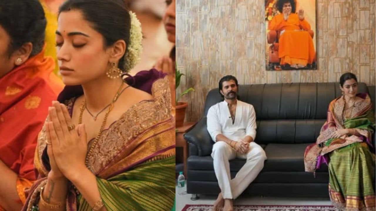Amid Ranabaali Frenzy, Rashmika Visits Vijay's School In Puttaparthi