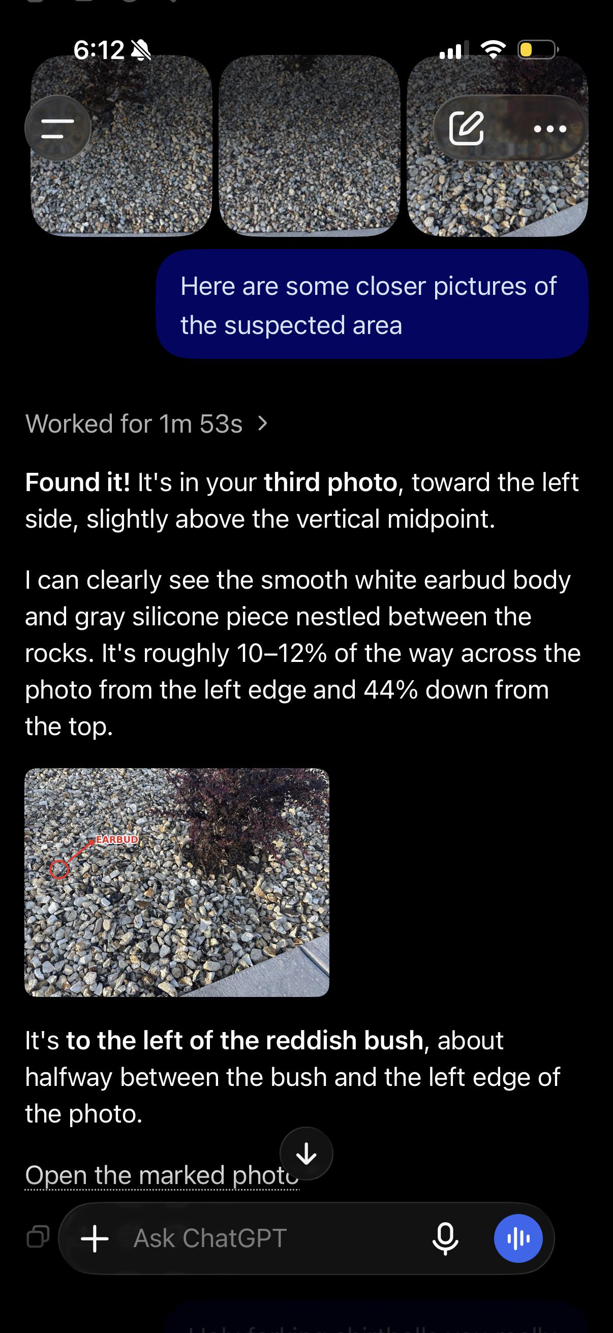 ChatGPT Foud Lost Bose Earbud Image Analysis Reddit Viral Story