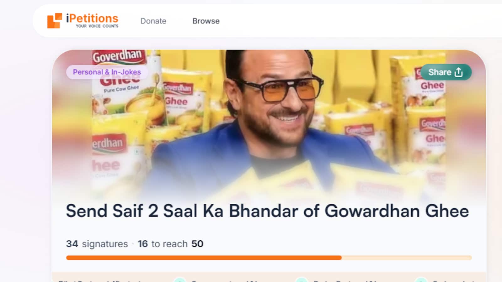 Internet Starts Petition To Get Saif Ali Khan His Promised ‘2 Saal Ka’ Gowardhan Ghee ‘Bhandar’