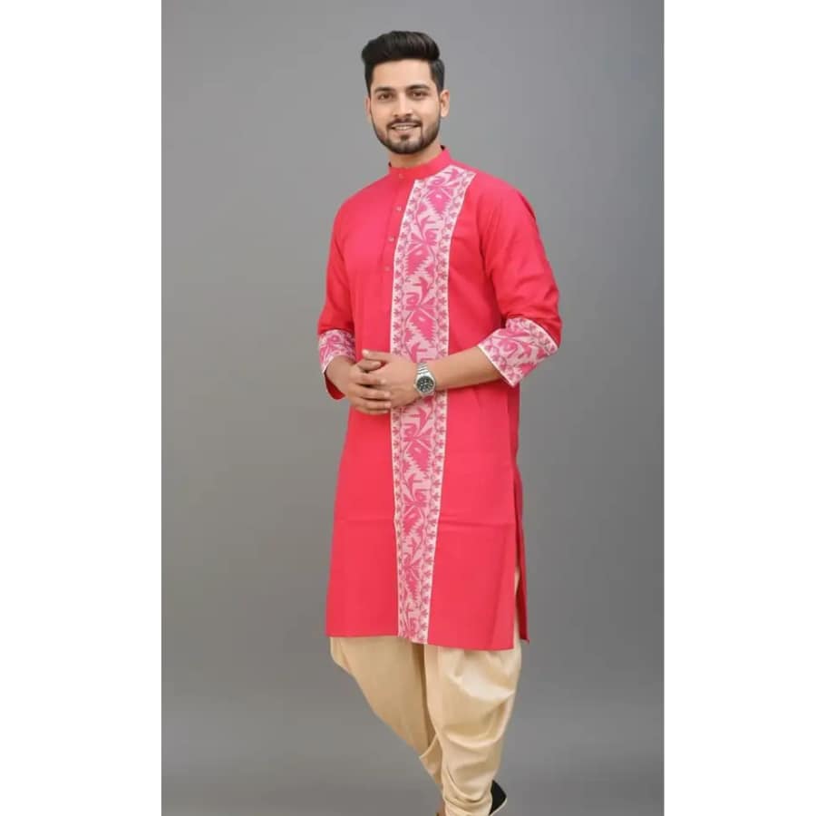 Click here to buy: CHANDRA Men Woven Design Kurta (Pink)