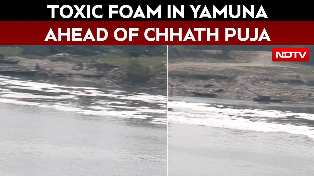 Toxic Foam Covers Yamuna River For 2nd Day Ahead Of Chhath Puja