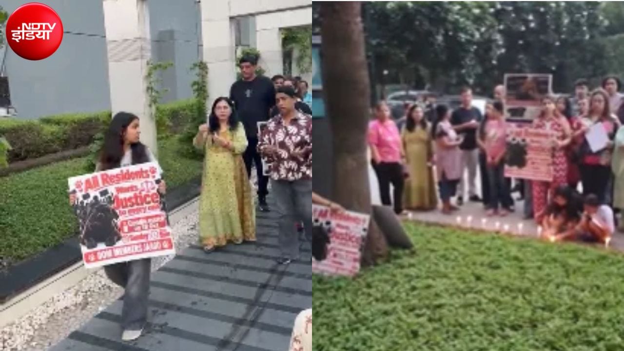 नोएडा की सोसाइटी में डॉग की मौत पर बवाल, लोगों ने निकाला कैंडल मार्च, पुलिस तक बुलानी पड़ी