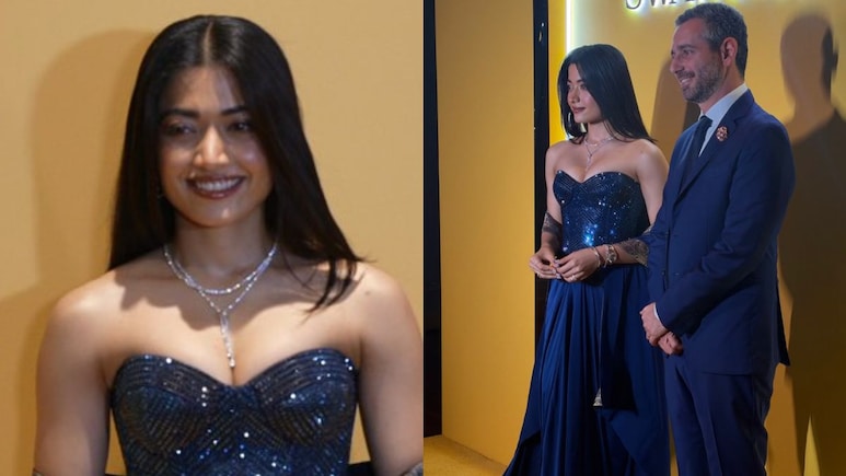 Rashmika Mandanna Dazzles In Amit Aggarwal's Strapless Couture With Banarasi Drape