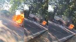 Video: Vehicle With Firewood Catches Fire, Speeds Down Road In Assam