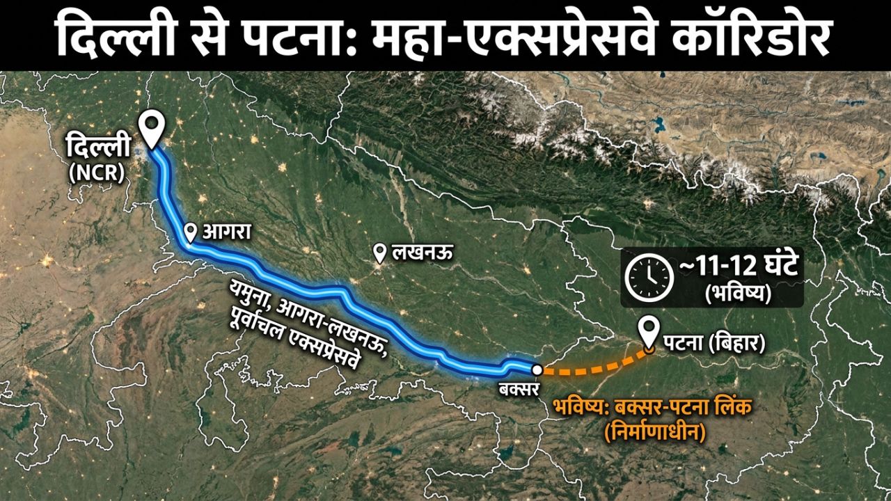 दिल्ली से पटना सिर्फ 11 घंटे में, लखनऊ, गाजीपुर, बक्सर, आरा तक कनेक्टिविटी, बन रहा 'महाएक्सप्रेसवे'