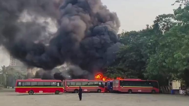 12 New Buses Gutted In Major Fire At BEST's Anik Bus Depot In Central Mumbai
