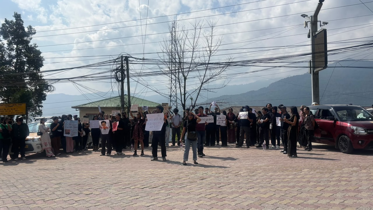 Students, locals protest in Sikkim Students, locals protest in Sikkim