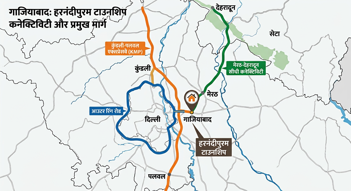 गाजियाबाद की हरनंदीपुरम टाउनशिप को मिलेगी रफ्तार, कुंडली-पलवल और आउटर रिंग रोड से जोड़ने की तैयारी