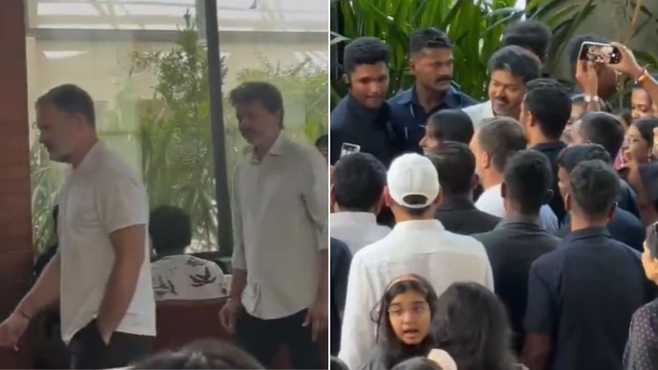 Rahul Gandhi and Vijay at a Chennai cafe