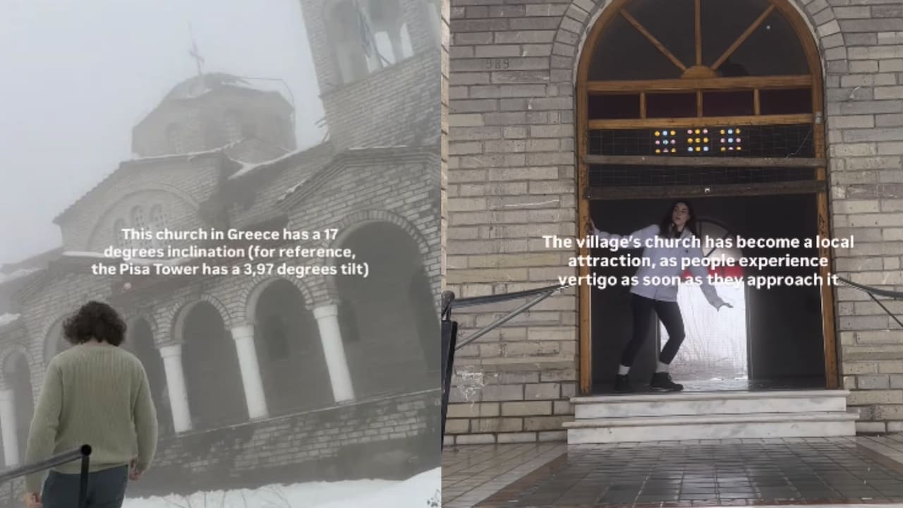 Video: This Greek Church Tilts More Than The Leaning Tower Of Pisa, And Visitors Feel It