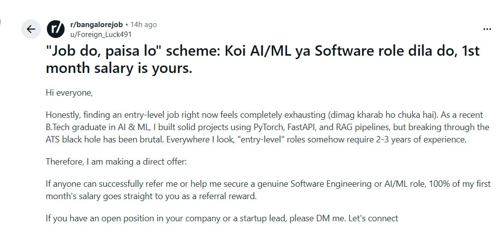 Bengaluru B.Tech Graduate Man Offer Job Do Paisa Lo Scheme Viral Story