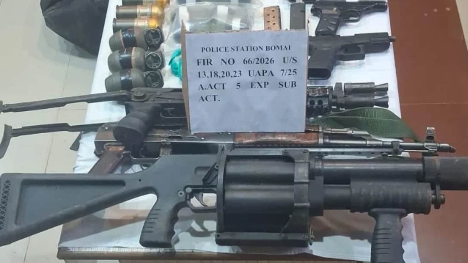 Security Forces Recover Large Cache of Arms and Explosives in Sopore Forest