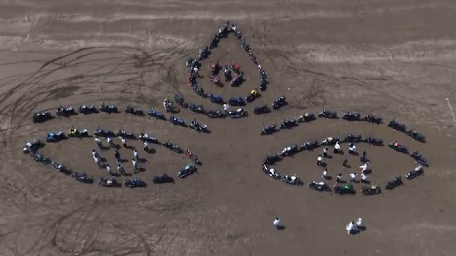 Surat Bikers Form Large Goddess Durga Portrait Using 71 Motorcycles Ahead of Navratri