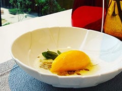Airy Parmesan, Pickled Mango Sorbet