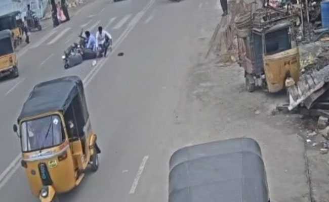 On CCTV, Man Seen Riding Bike On Wrong Side While On Phone, Crashes