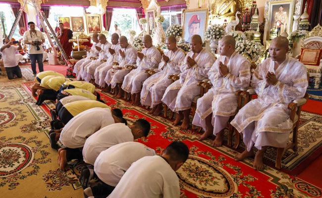 Thai Cave Boys Pray For Good Luck After First Night Home