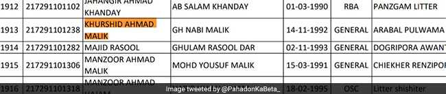 Terrorist Who Was Shot In Encounter, Shortlisted For Police Recruitment