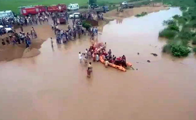 Drone Captures Rescue Of 55 From Trucks In Raging Flood Waters In Andhra