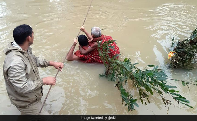 Watch: Rescue Personnel Saves Senior Citizen From Flood In Odisha