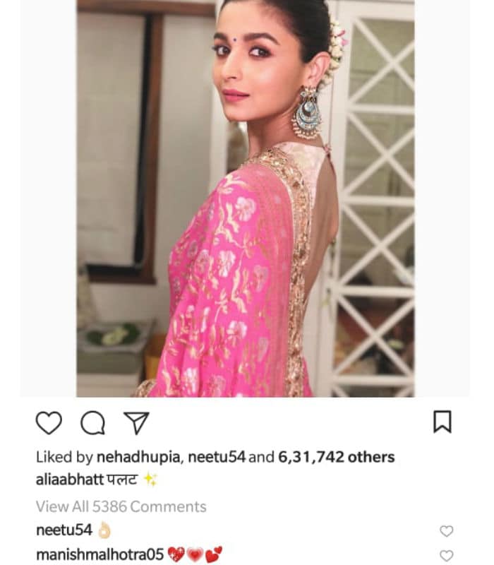 Alia Bhatt S Pink And Gold Saree Look A Okayed By Neetu Kapoor With