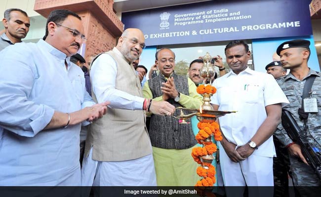 For 4-Year Anniversary Of Modi Government, Amit Shah Inaugurates Exhibition