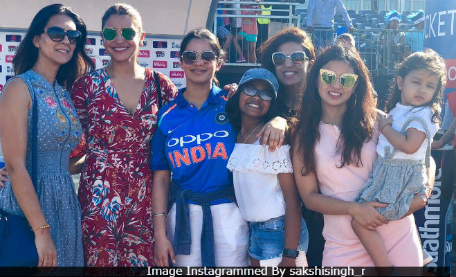 In Pics: Anushka Sharma, Sakshi Dhoni And Ziva Cheer For Team India