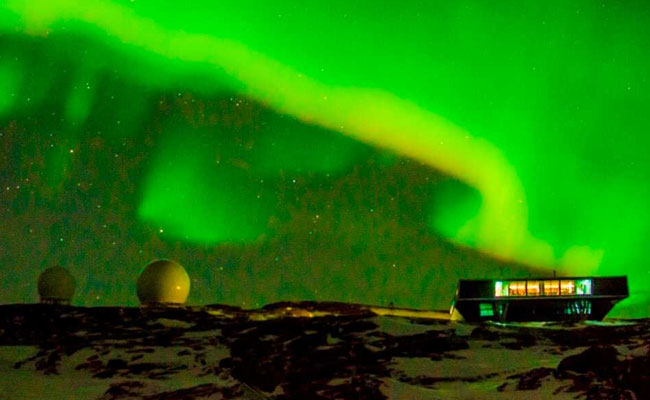 Stunning Southern Lights, Courtesy State-Of-The-Art Indian Antarctic Base
