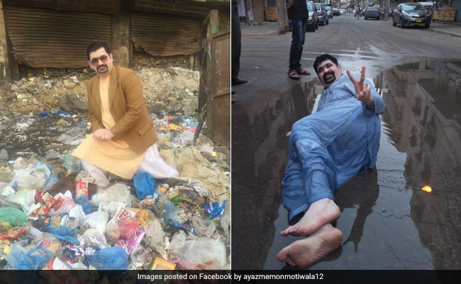Viral: Karachi Politician Sits In Sewage, Garbage Dump To Ask For Votes